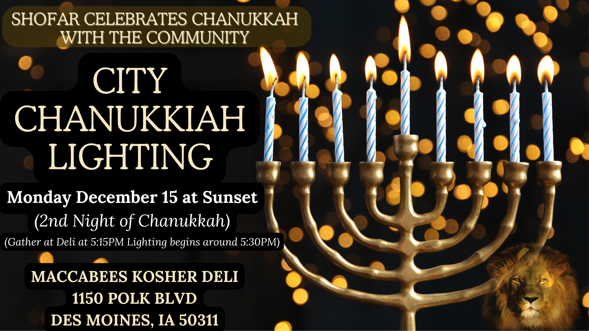 Chanukkiah Lighting Dec 15 2025